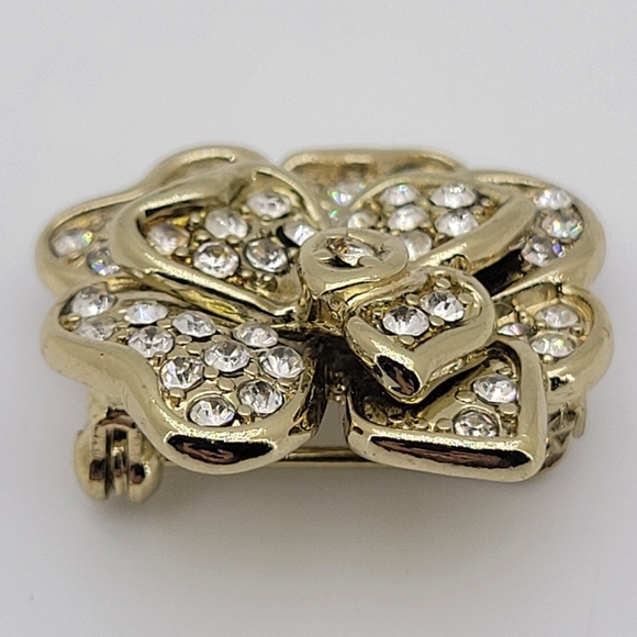 Gold and Silver Crystal Flower Brooch - Picture 3 of 5